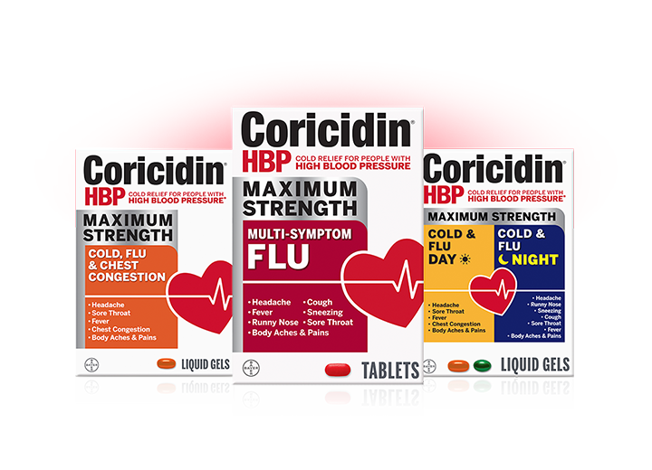 three packs of Coricidin HBP